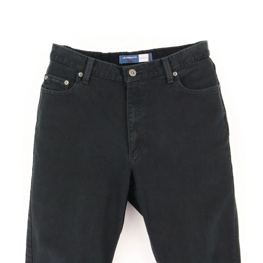 Liz Claiborne Jeans Classic Fit Womens 14P Black Stretch INSEAM: 27‎ RISE: 10.5